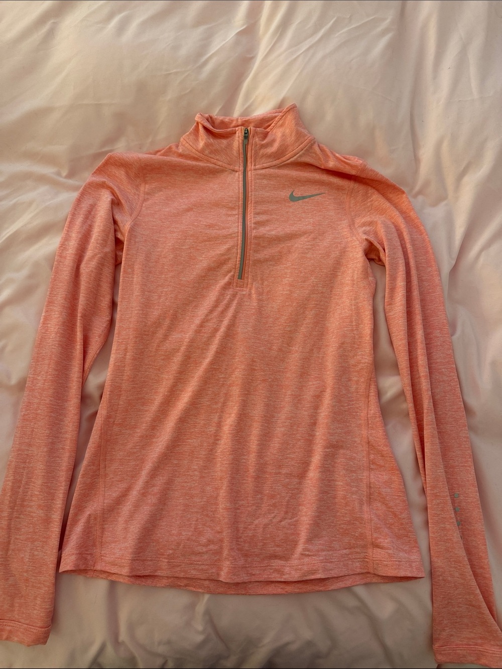 Nike Dri-Fit Women's Running Coral Pink Quarter-Zip Long Sleeve Top